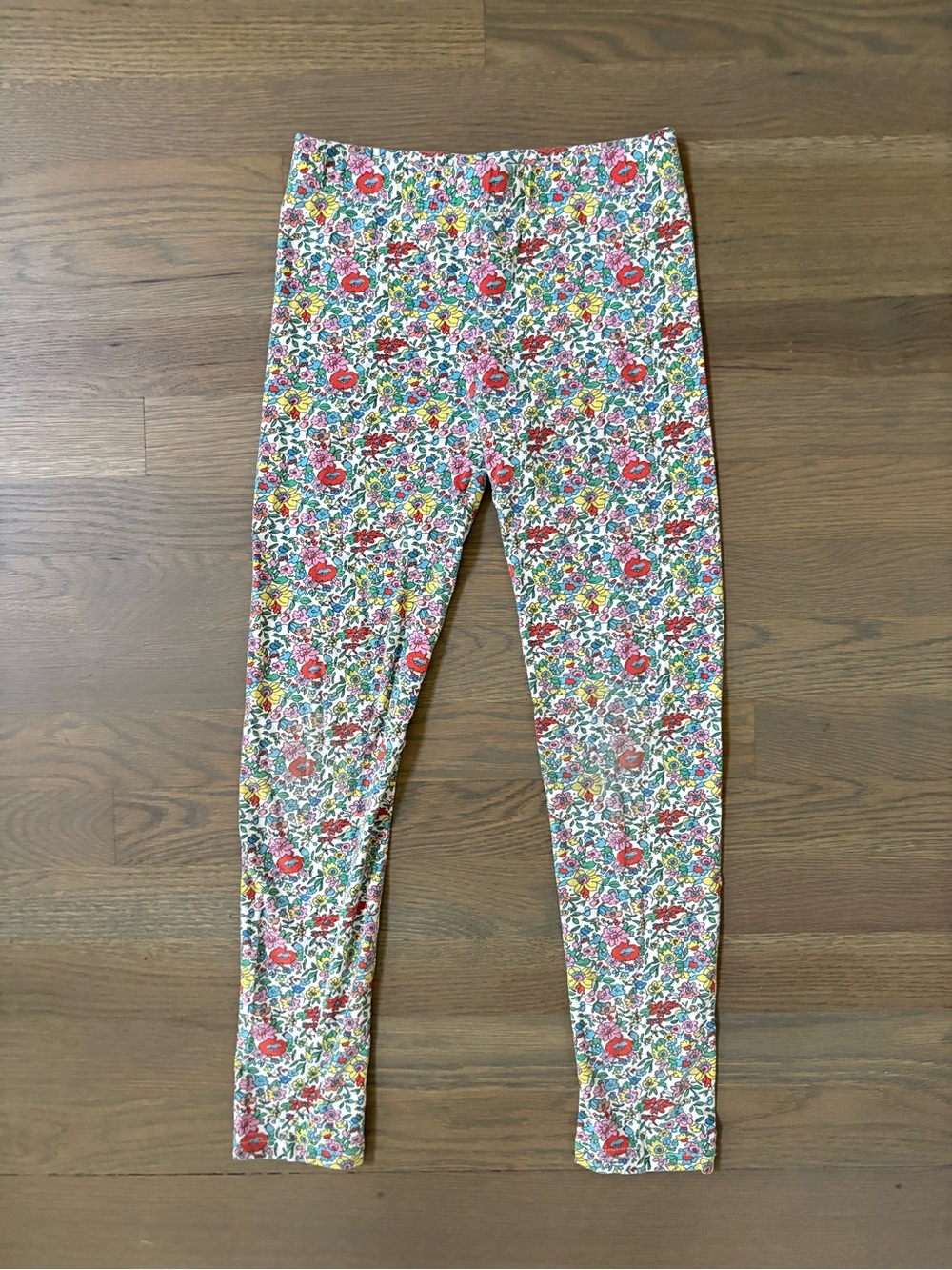Girls Floral Stretch Leggings - Pink Multicolor Print